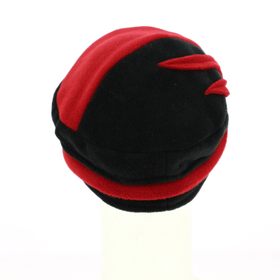 Black & Red Fleece Beanie with Fleur-de-lis