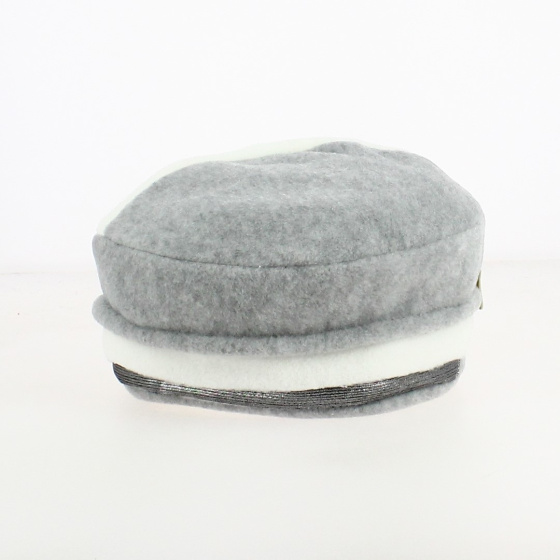 Grey and White Asia Fleece Beanie