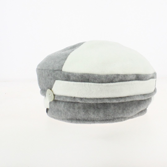 Gray and White Asia Polar Fleece Beanie