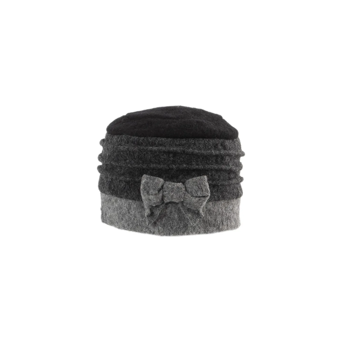 Toque Avec Nœud Laine Noir & Gris  - Traclet  Reference : 21190 | Chapellerie Traclet