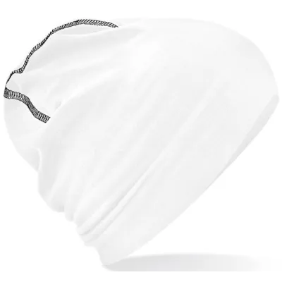 White Cotton Nightcap with Overlock Stitching   Reference: 21193 | Chapellerie Traclet