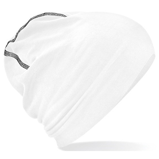 White Cotton Nightcap with Overlock Stitching