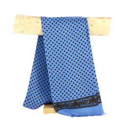 Men's Blue Patterned Silk Scarf - Traclet