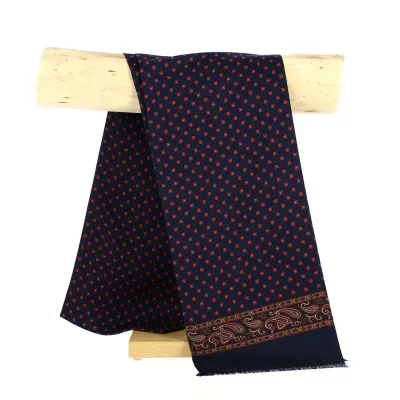 Navy & Burgundy Silk Scarf - City Sport Reference: 1320 | Traclet Hat Shop