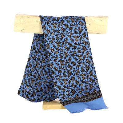 Louis Blue & Brown Silk Scarf - Traclet Reference: 12186 | Traclet Hat Shop