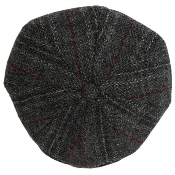 8 panel GREY HARRIS Tweed Cap by Christys'London