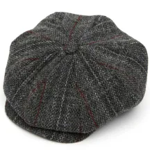 Casquette 8 cotes HARRIS Tweed GRIS Christys'London