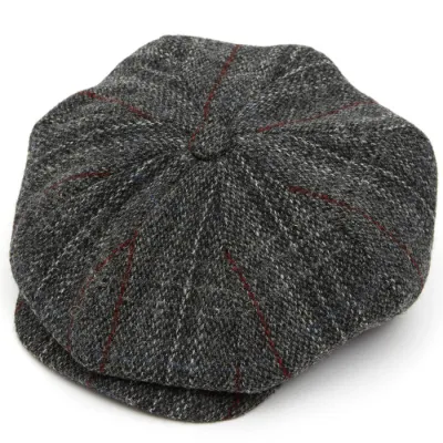 Casquette 8 cotes HARRIS Tweed GRIS Christys'London