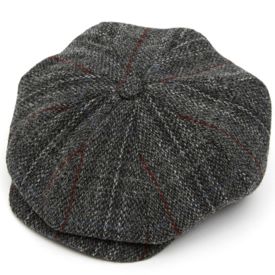 8 panel GREY HARRIS Tweed Cap by Christys'London