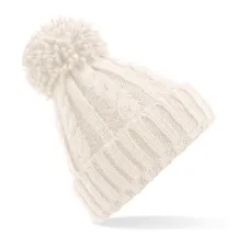 Oversized Knitted Pom Pom Beanie Off-White - Beechfield Reference: 21311 | Traclet Hat Shop