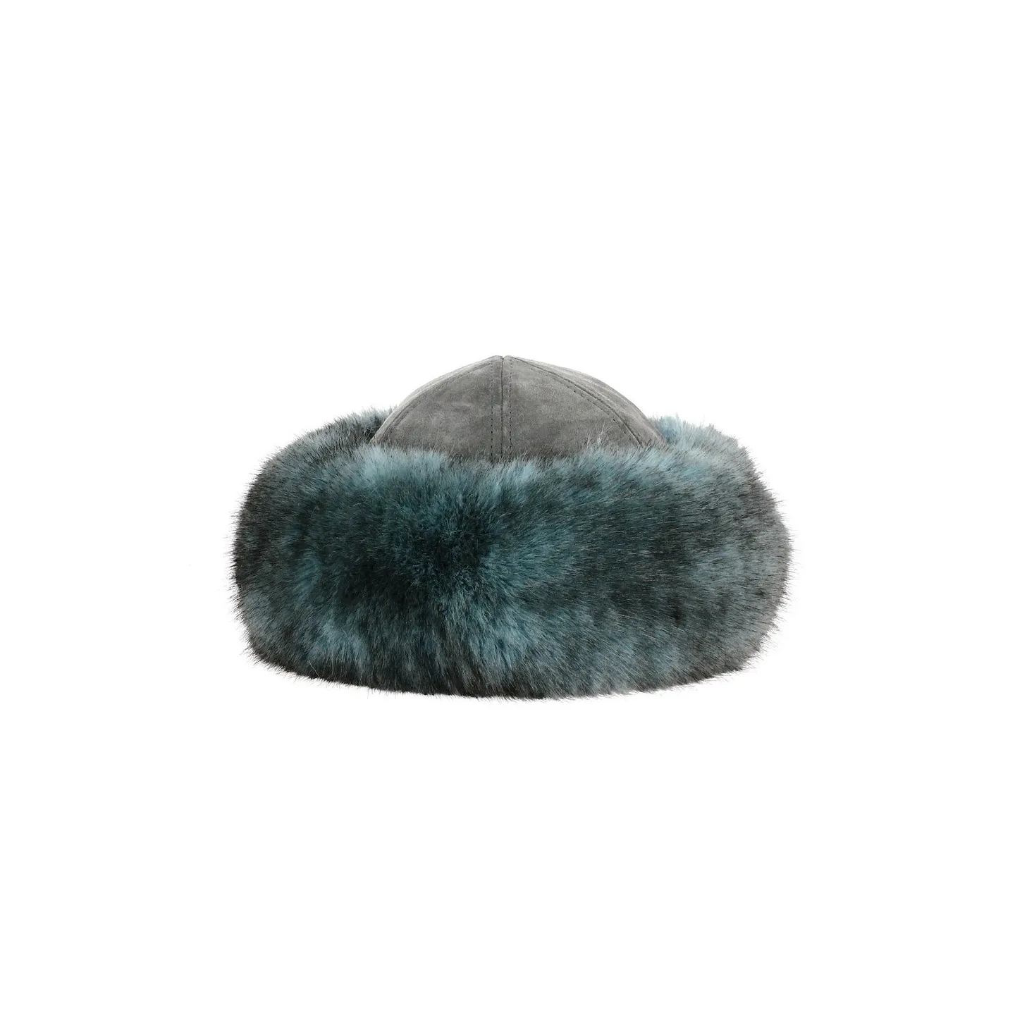Irena Women's Toque in Turquoise Faux Fur & Grey Leather - Traclet . Reference: 21336 | Traclet Hatters