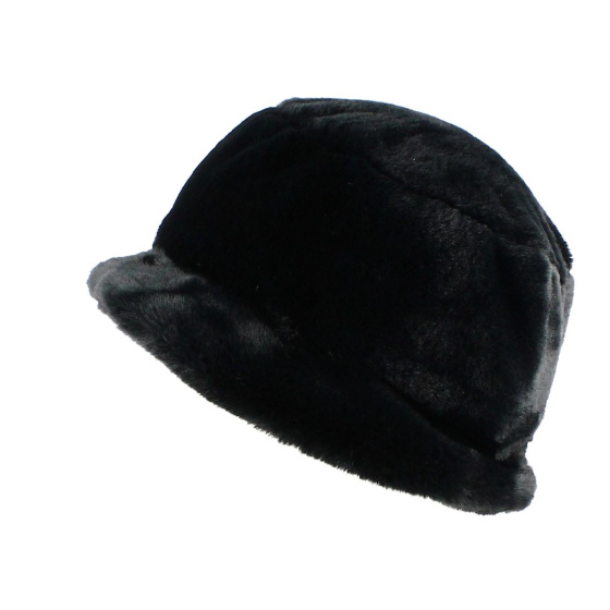BLACK Faux Fur Bucket Hat - Traclet Hat Shop