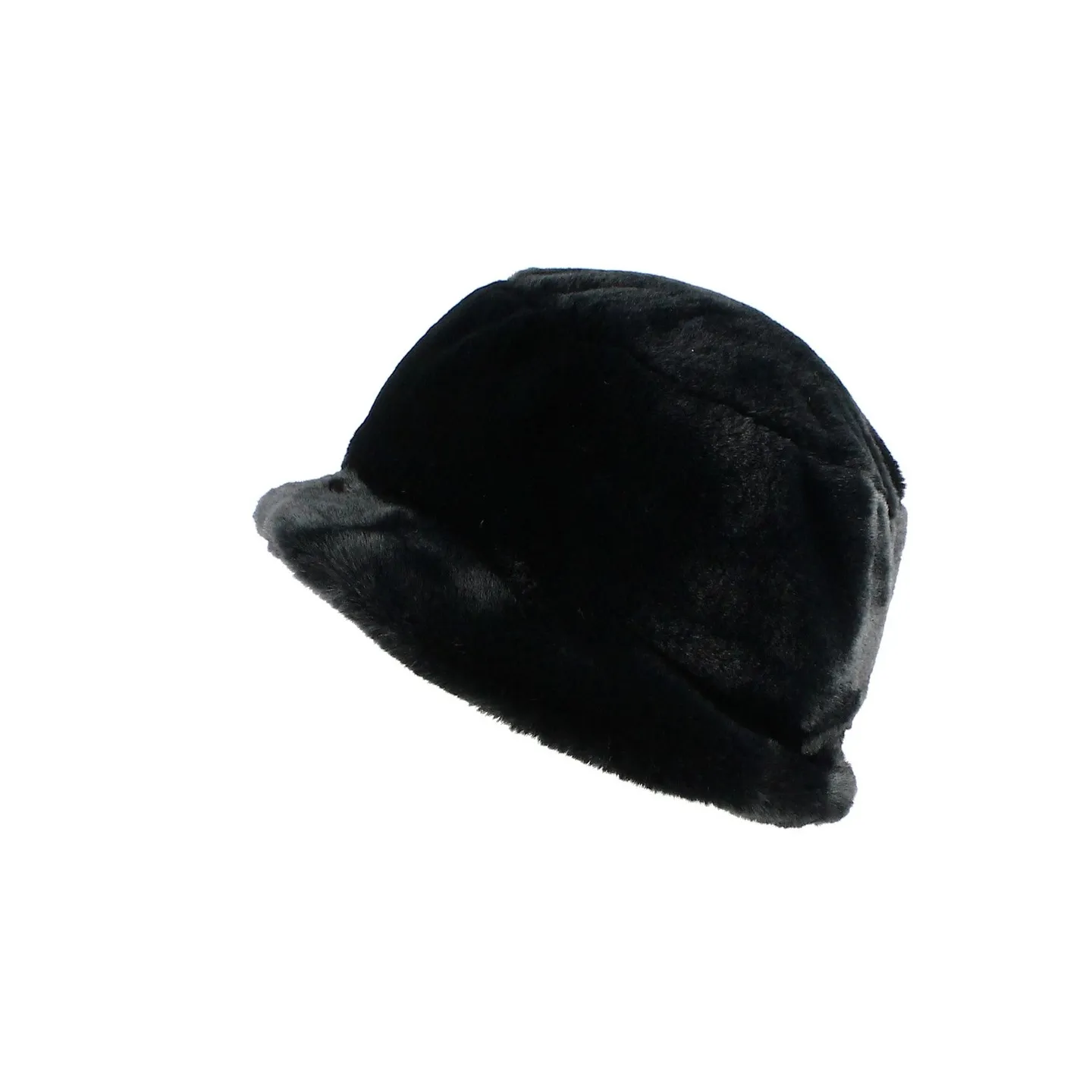 Black Faux Fur Bucket Hat - Traclet Hat Shop