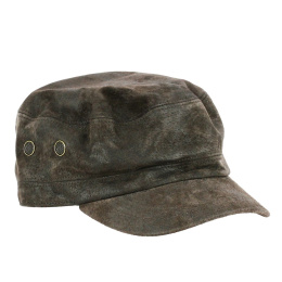 Brown Leather Army Cap Rooten - Aussie Apparel