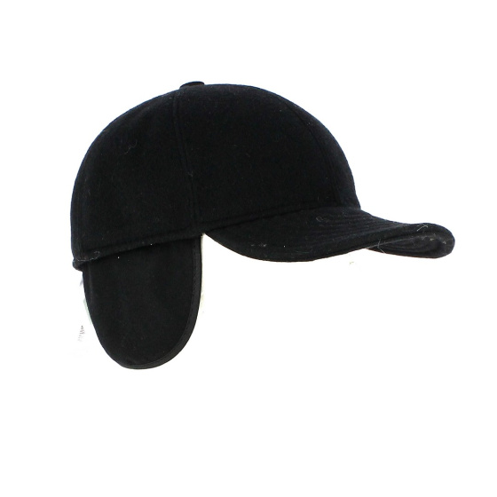 Black baseball cap with ear flaps - Teflon