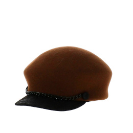 TESS curved cap in chocolate felt - MARONE