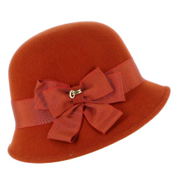 Maithe Rust Wool Felt Cloche Hat - Traclet