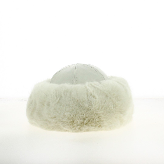 Ivanova Leather Beanie Ecru & White Faux Fur - Traclet