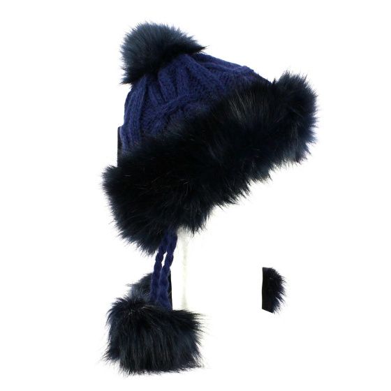 Navy Beanie with Navy Pompom - Starling