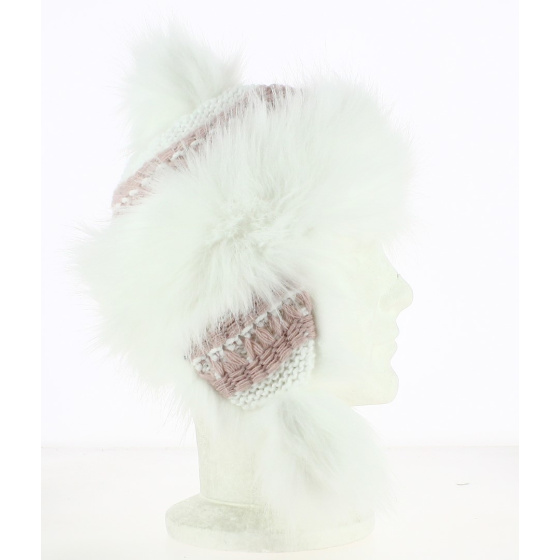 Toque Fausse Fourrure Blanc et Rose Cache oreilles- Starling