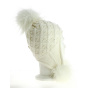 Bonnet Tricote Péruvien Pompon Ivoire - Traclet