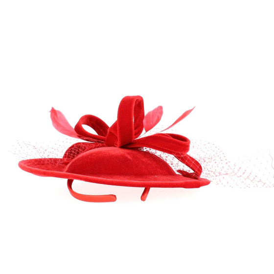 Red Velvet Ceremony Hat with veil