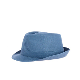 Blue Linen Rufin Trilby Hat - Traclet