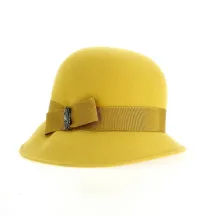 Yellow Wool Felt Maithe Cloche Hat - Traclet Reference: 21467 | Traclet Hat Shop