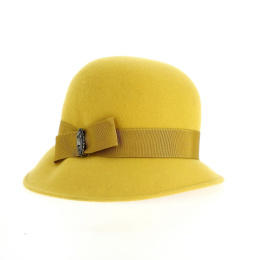 Yellow Wool Felt Maithe Cloche Hat - Traclet