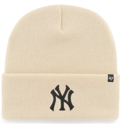 MLB NY Yankees Beige Acrylic Beanie - 47 Brand Reference: 21503| Chapellerie Traclet