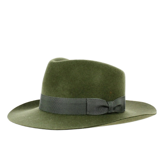 Chapeau Fedora Feutre Laine Kaki  - Traclet