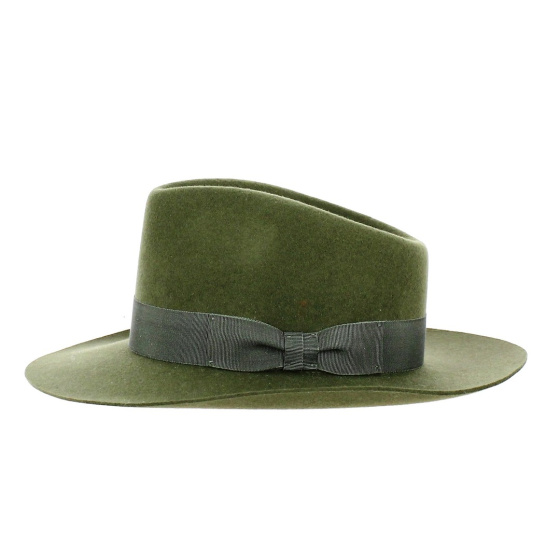 Khaki Wool Felt Fedora Hat - Traclet