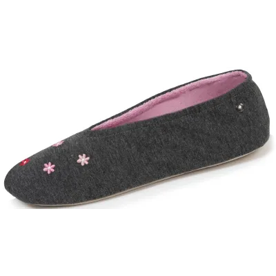 Heather Grey Ballet Flat with Leather Sole - Isotoner reference 21422 traclet hat shop