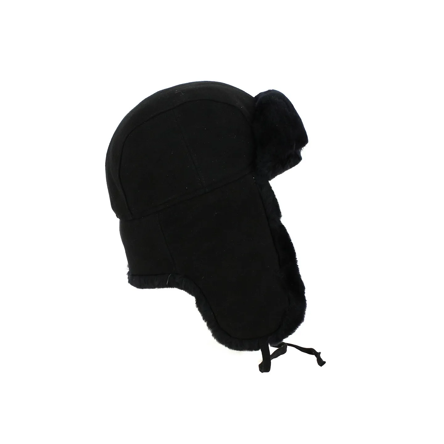 Leather & Sheepskin Traclet Ushanka Black Reference: 614 | Traclet Hat Shop