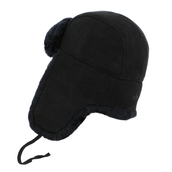 Leather & Sheepskin Ushanka Black - Traclet