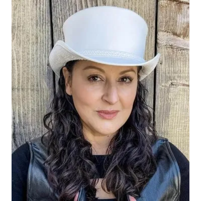 White Leather Top Hat - American Ha Reference: 21623| Chapellerie Traclet