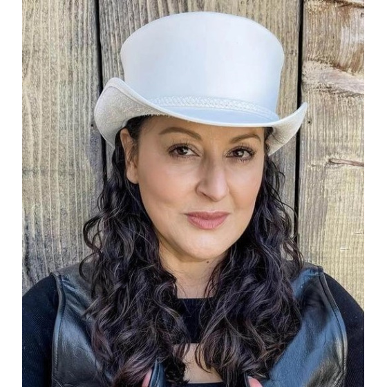White Leather Top Hat - American Hat