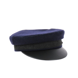 Blue Cloth & Black Leather Sailor Cap