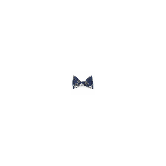 Navy Blue Dahlia Floral Bow Tie - Le Coq En Pap