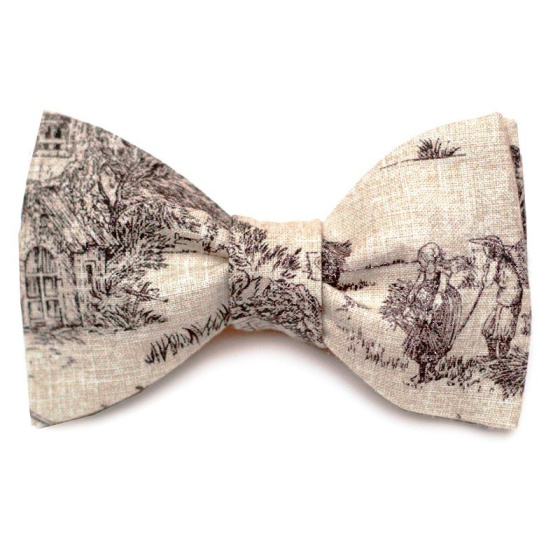 Nœud Papillon Ecru toile de Jouy  - Le Coq En Pap