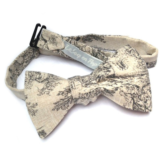 Nœud Papillon Ecru toile de Jouy  - Le Coq En Pap