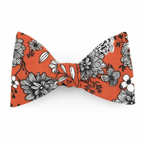 Nœud Papillon Fleuri orange feu dahlia  - Le Coq En Pap Nœud Papillon Fleuri orange feu dahlia  - Le Coq En Pap