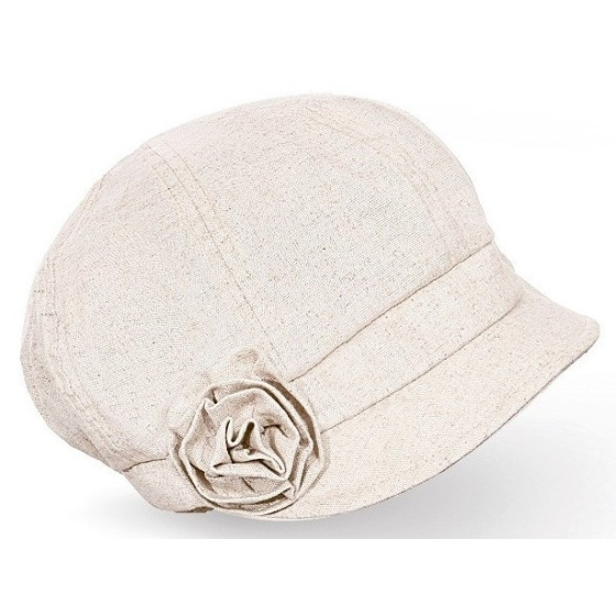 Mia Linen Newsboy Cap in Beige - Traclet