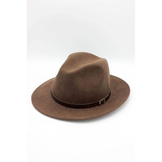 Chapeau Fedora en laine classique avec ceinture