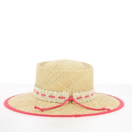 Cesena Straw Wide Brim Hat with Border - Traclet