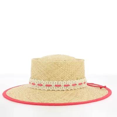 Cesena Straw Wide Brim Hat with Border - Traclet Reference: 21694 | Traclet Hatmakers