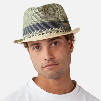 Chapeau Trilby Fluoriet Paille Papier Beige & Bleu - Barts
