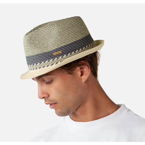 Fluoriet Paper Straw Trilby Hat Beige & Blue - Barts