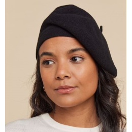 Luna Black Merino Wool Beret - Heritage by Laulhère
