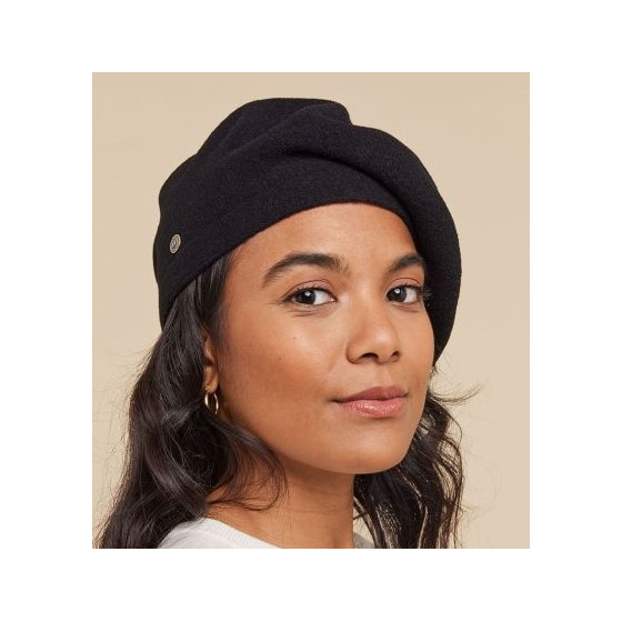 Luna Black Merino Wool Beret - Heritage by Laulhère